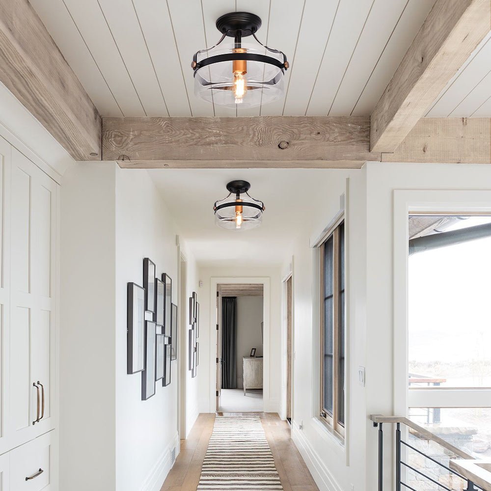 Farmhouse Round Glass Semi Flush Mount