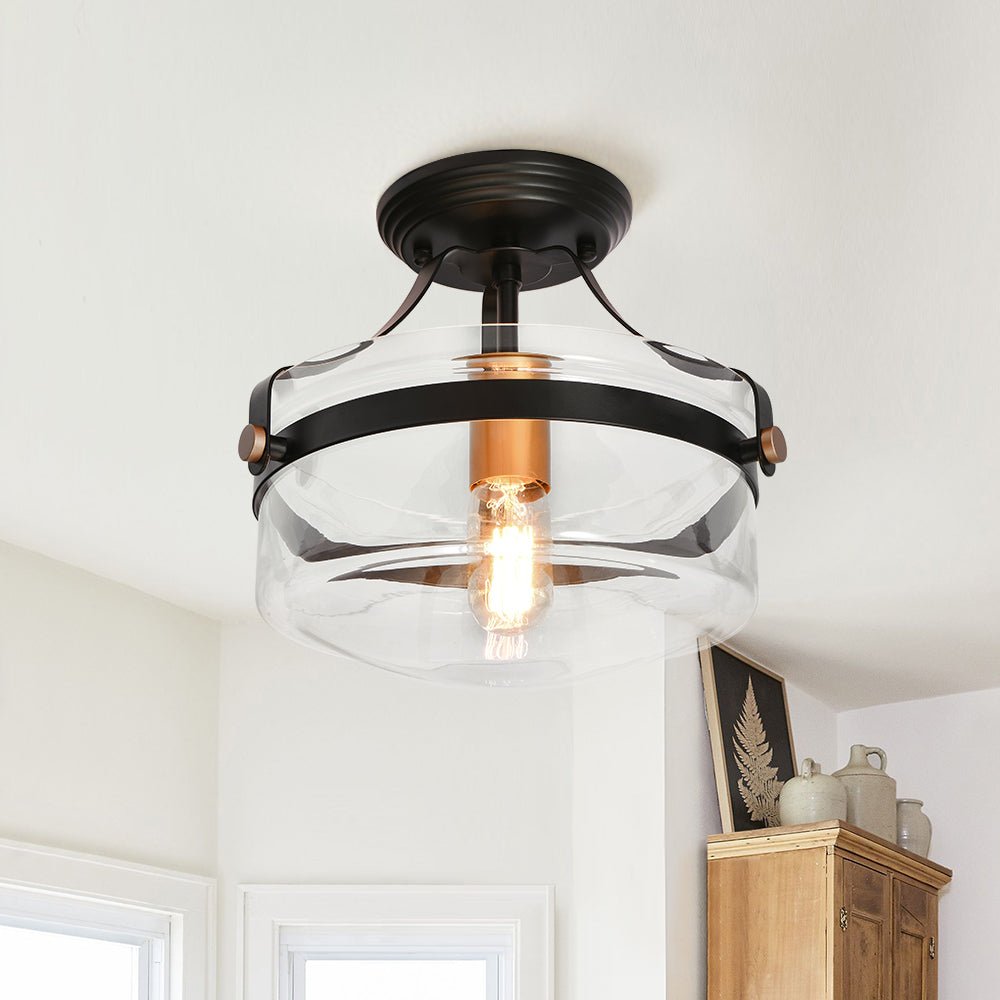 Farmhouse Round Glass Semi Flush Mount