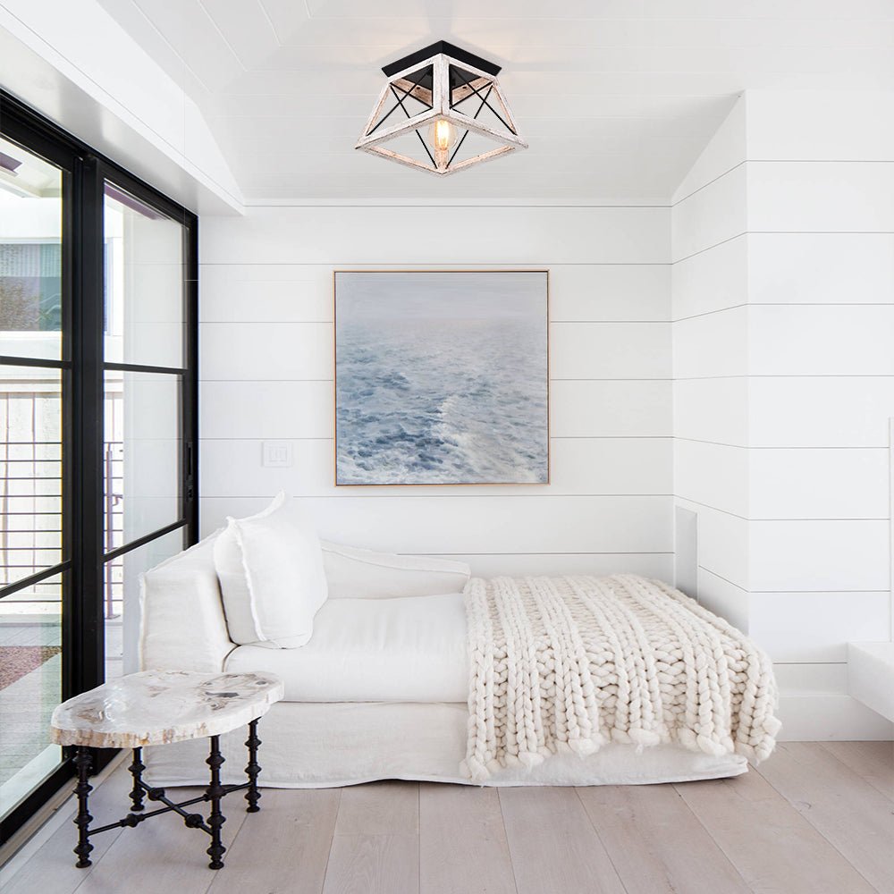 Farmhouse Square Cage Flush Mount Ceiling Light