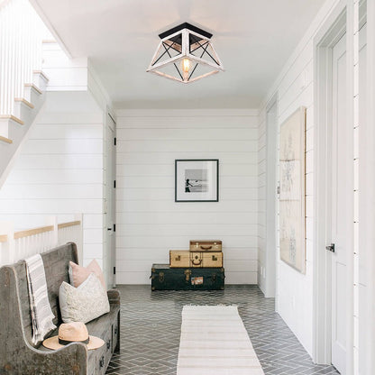 Farmhouse Square Cage Flush Mount Ceiling Light