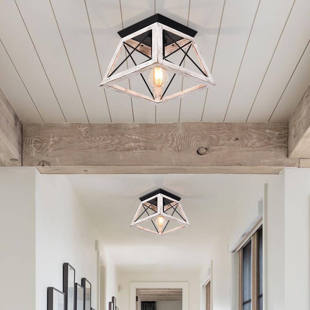 Farmhouse Square Cage Flush Mount Ceiling Light