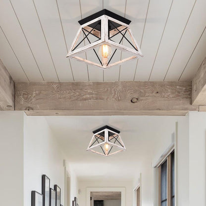 Farmhouse Square Cage Flush Mount Ceiling Light