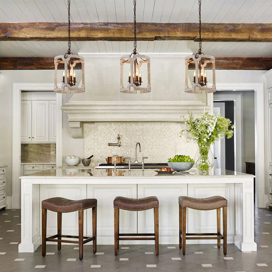 Farmhouse Wood Cylinder Drum Pendant Light