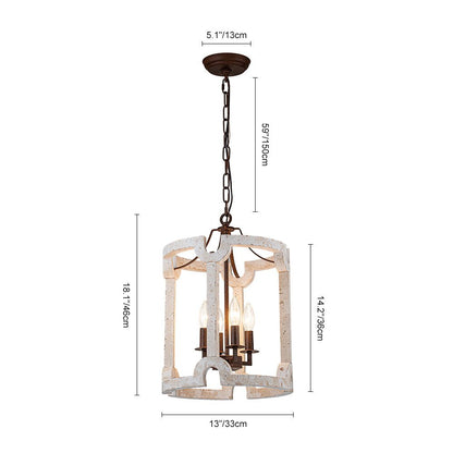 Farmhouse Wood Cylinder Drum Pendant Light