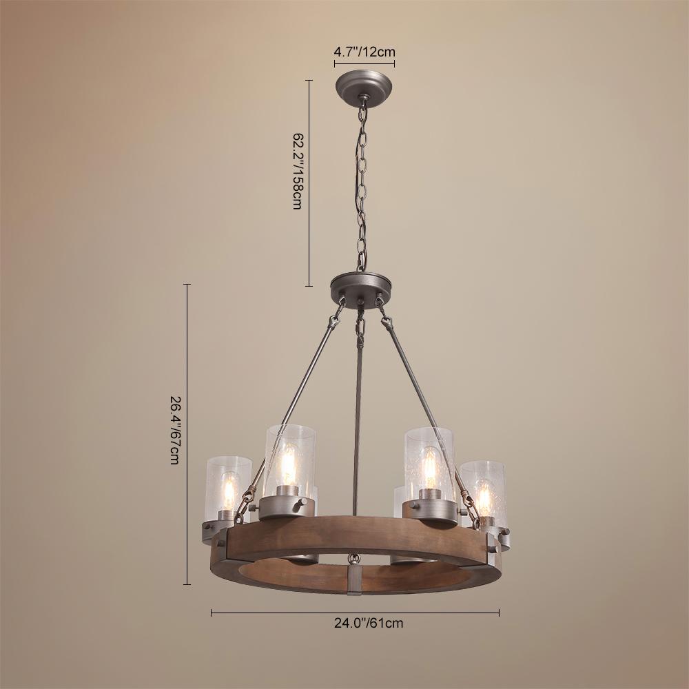 Farmhouse Wood Wagon Wheel Chandelier