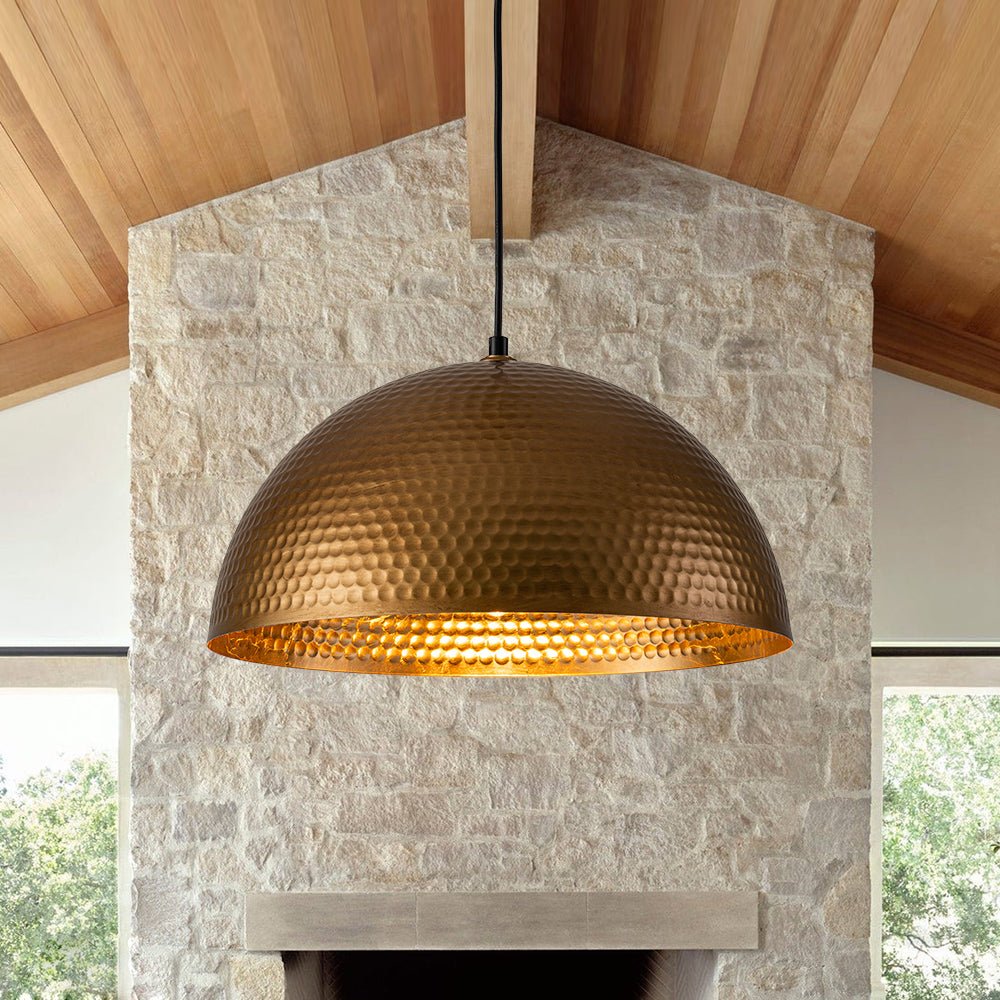 Industrial 1-Light Hammered Oversized Metal Dome Pendant