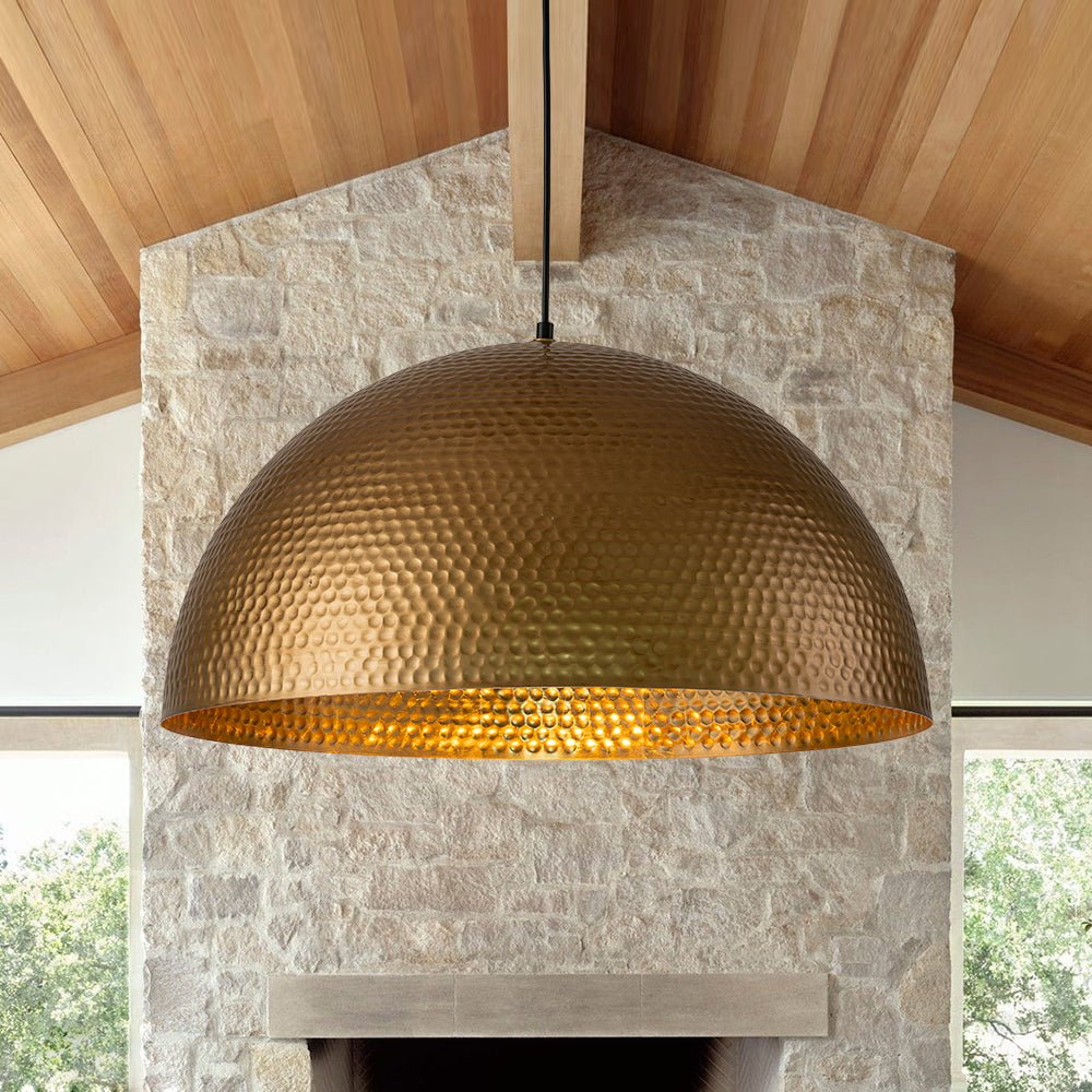 Industrial 1-Light Hammered Oversized Metal Dome Pendant