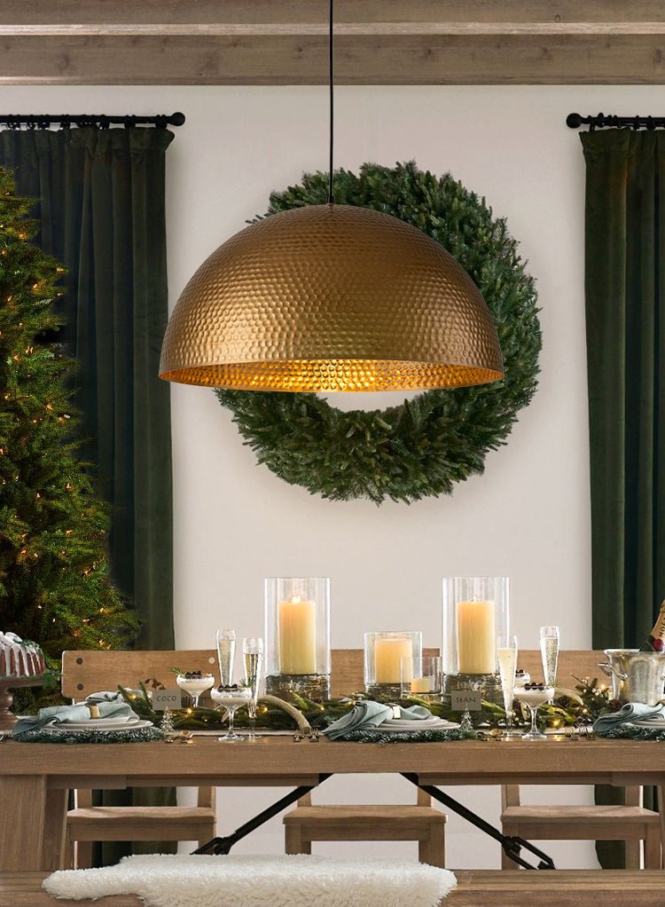 Industrial 1-Light Hammered Oversized Metal Dome Pendant