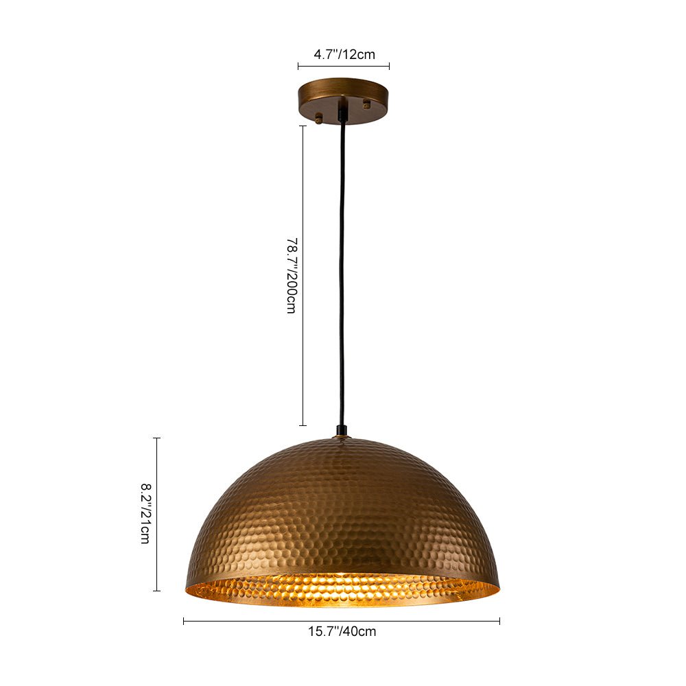 Industrial 1-Light Hammered Oversized Metal Dome Pendant