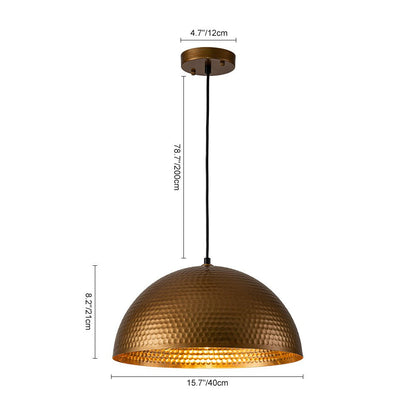 Industrial 1-Light Hammered Oversized Metal Dome Pendant