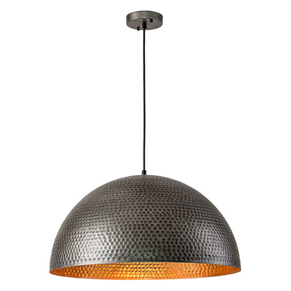 Industrial 1-Light Hammered Oversized Metal Dome Pendant