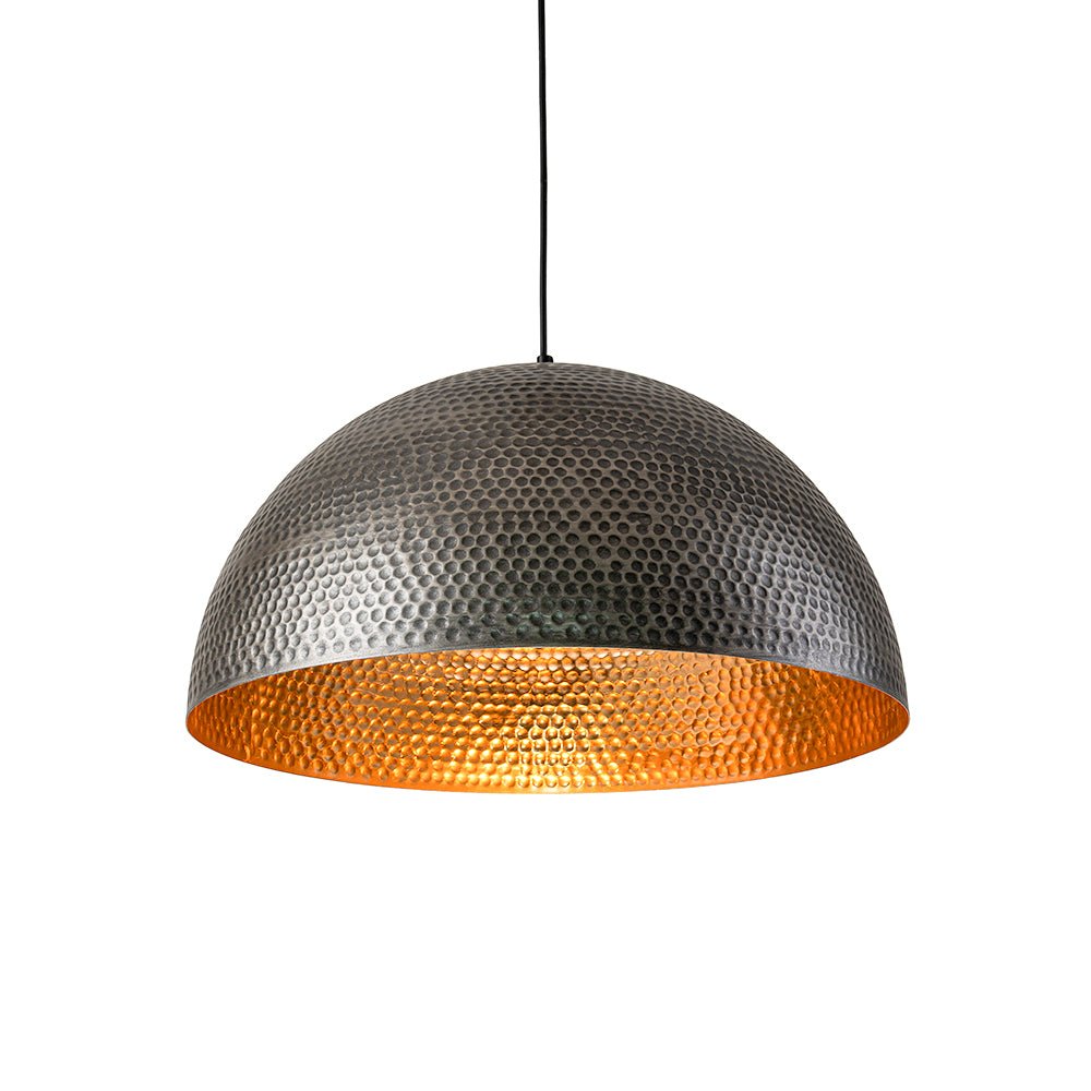 Industrial 1-Light Hammered Oversized Metal Dome Pendant