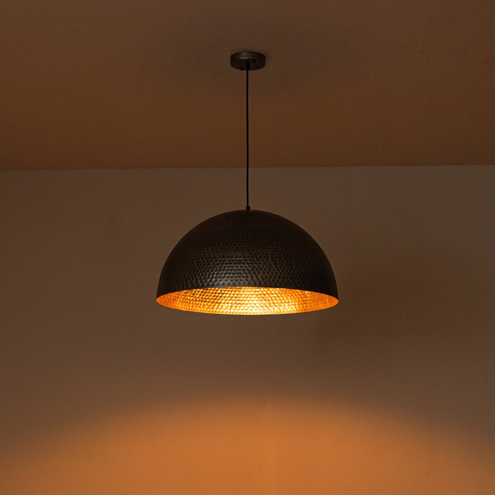 Industrial 1-Light Hammered Oversized Metal Dome Pendant