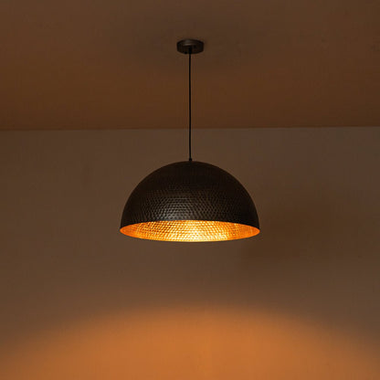Industrial 1-Light Hammered Oversized Metal Dome Pendant