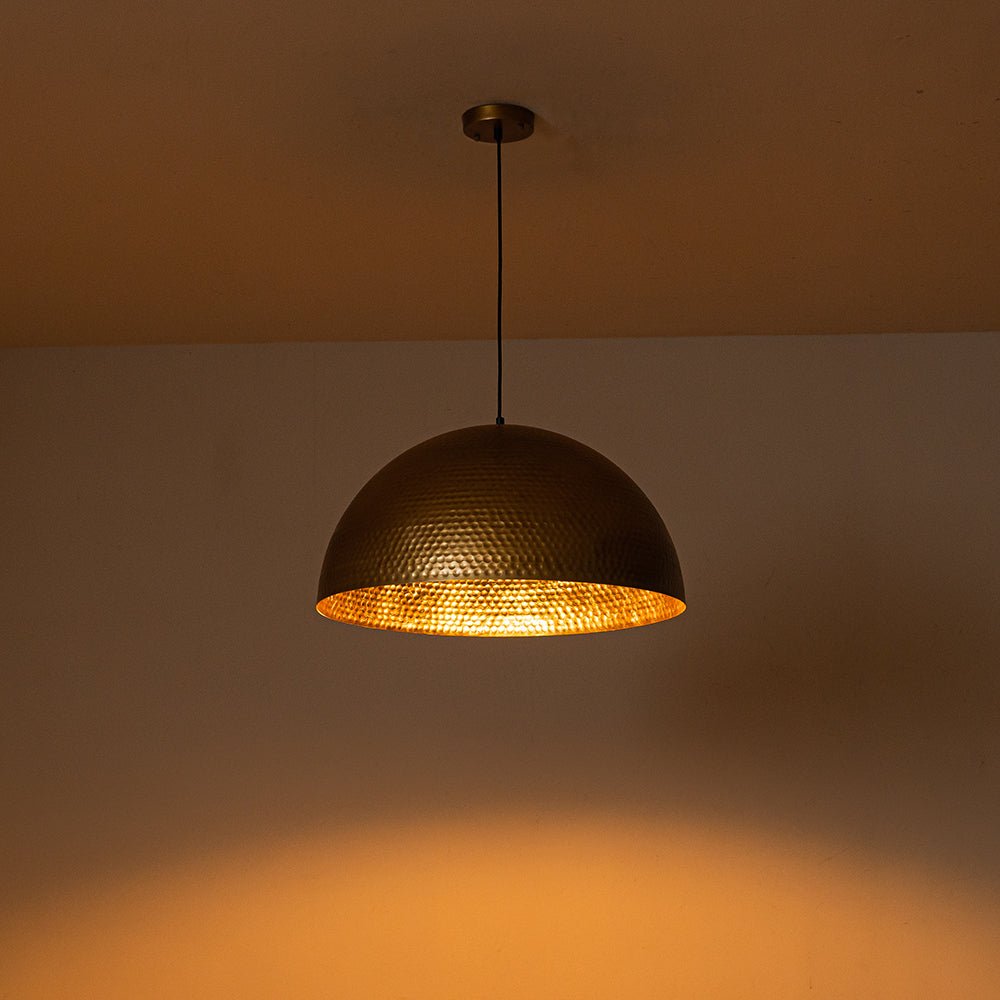 Industrial 1-Light Hammered Oversized Metal Dome Pendant