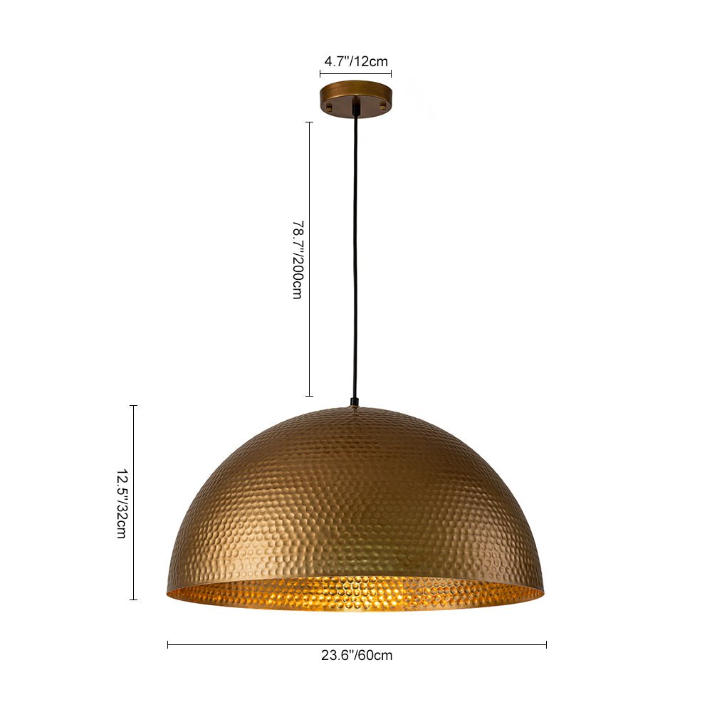 Industrial 1-Light Hammered Oversized Metal Dome Pendant