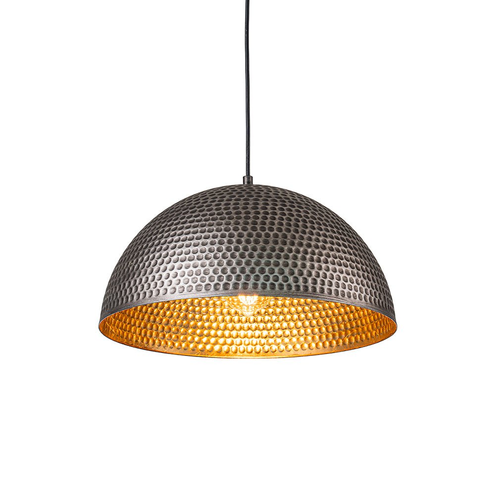 Industrial 1-Light Hammered Oversized Metal Dome Pendant