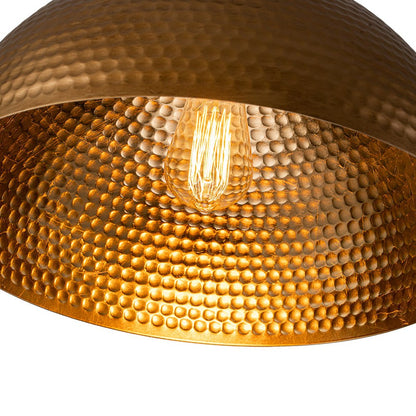 Industrial 1-Light Hammered Oversized Metal Dome Pendant