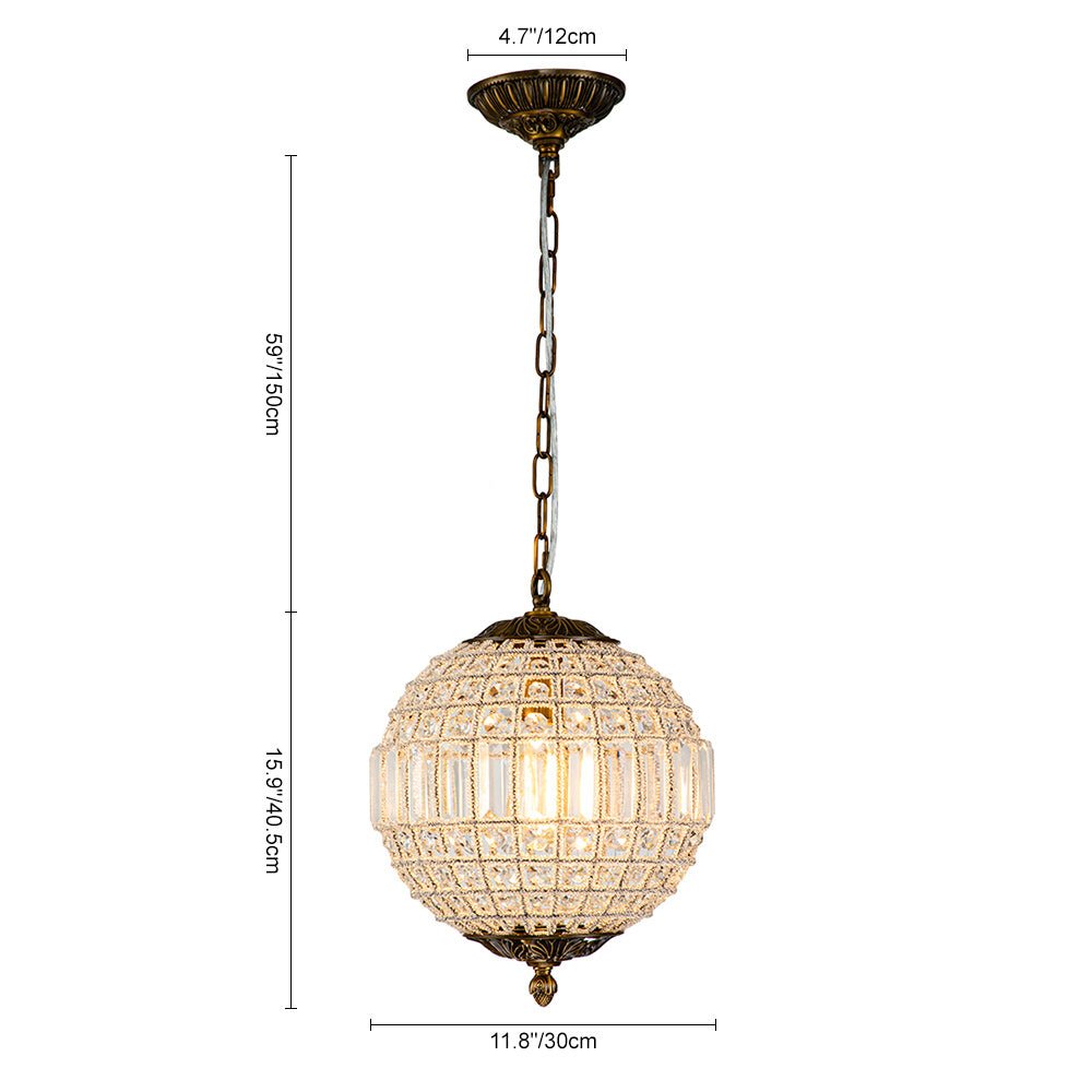 Vintage Luxe Brass Crystal Orb Chandelier