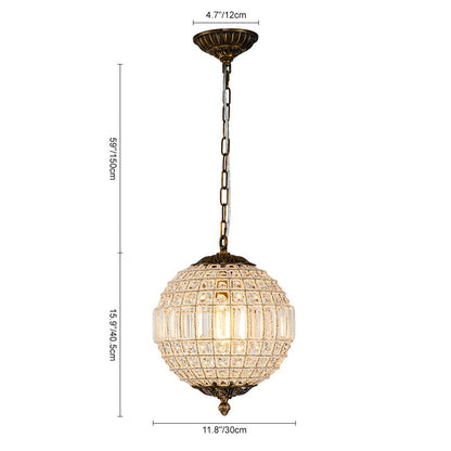 Vintage Luxe Brass Crystal Orb Chandelier