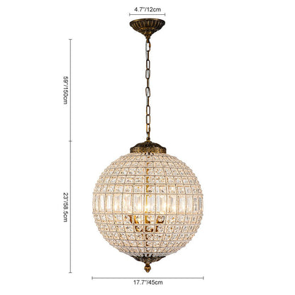Vintage Luxe Brass Crystal Orb Chandelier