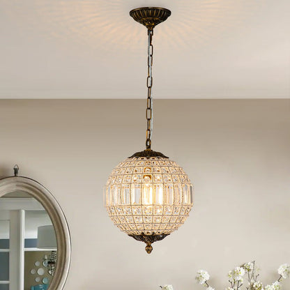 Vintage Luxe Brass Crystal Orb Chandelier