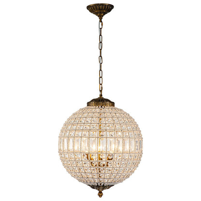 Vintage Luxe Brass Crystal Orb Chandelier