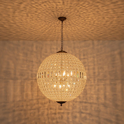 Vintage Luxe Brass Crystal Orb Chandelier