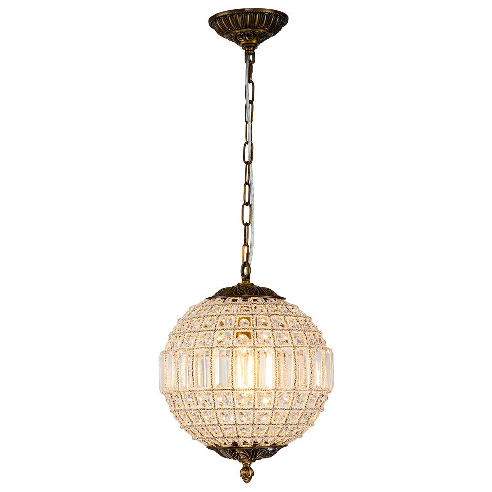 Vintage Luxe Brass Crystal Orb Chandelier