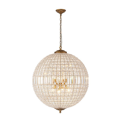 Vintage Luxe Brass Crystal Orb Chandelier