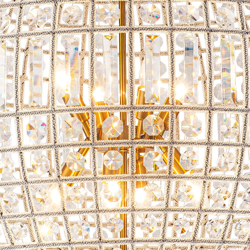 Vintage Luxe Brass Crystal Orb Chandelier