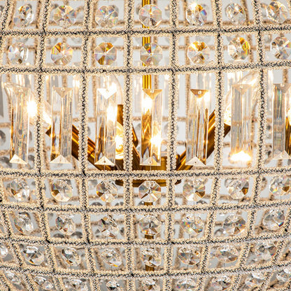 Vintage Luxe Brass Crystal Orb Chandelier