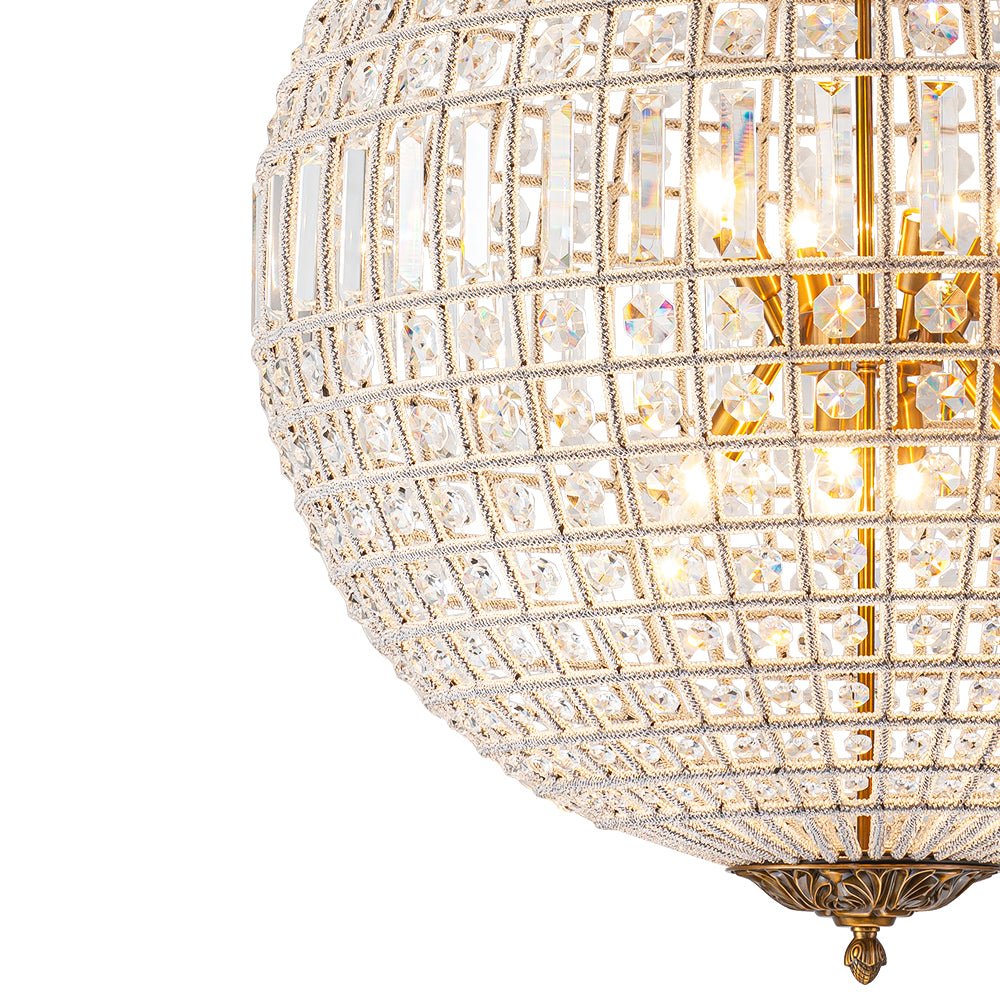 Vintage Luxe Brass Crystal Orb Chandelier