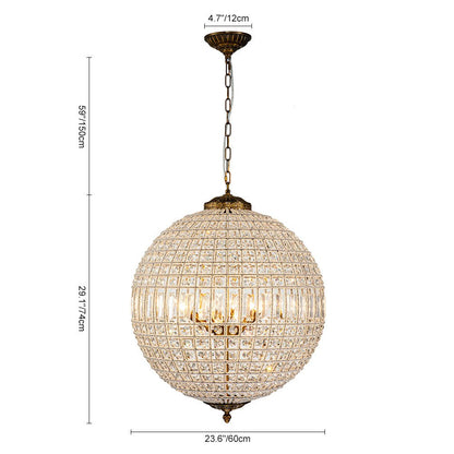 Vintage Luxe Brass Crystal Orb Chandelier