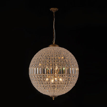 Vintage Luxe Brass Crystal Orb Chandelier