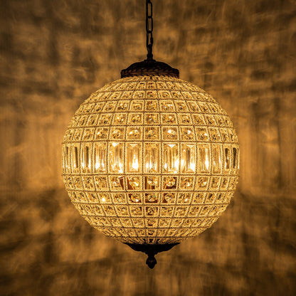 Vintage Luxe Brass Crystal Orb Chandelier