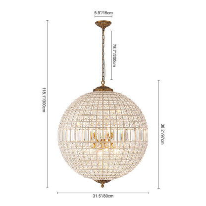 Vintage Luxe Brass Crystal Orb Chandelier