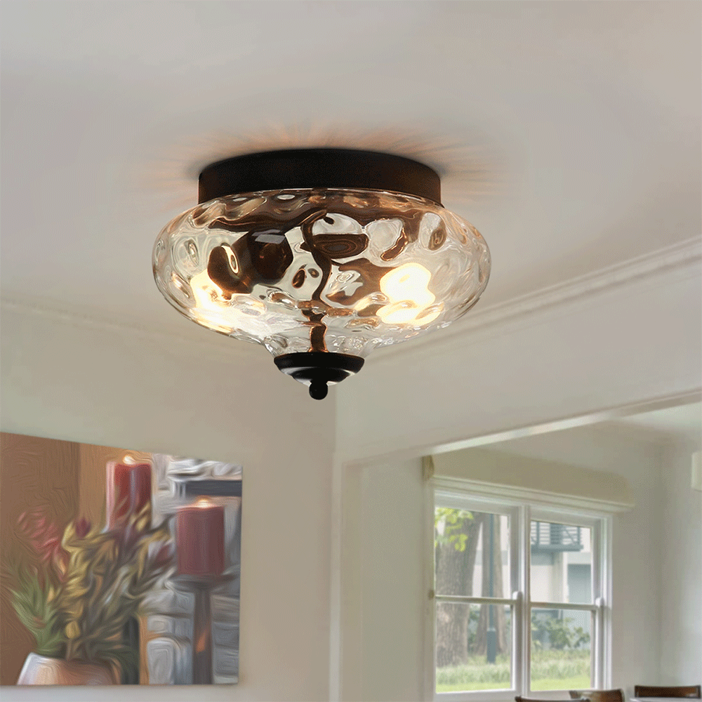 Farmhouse Glass Flush Mount Ceiling Light