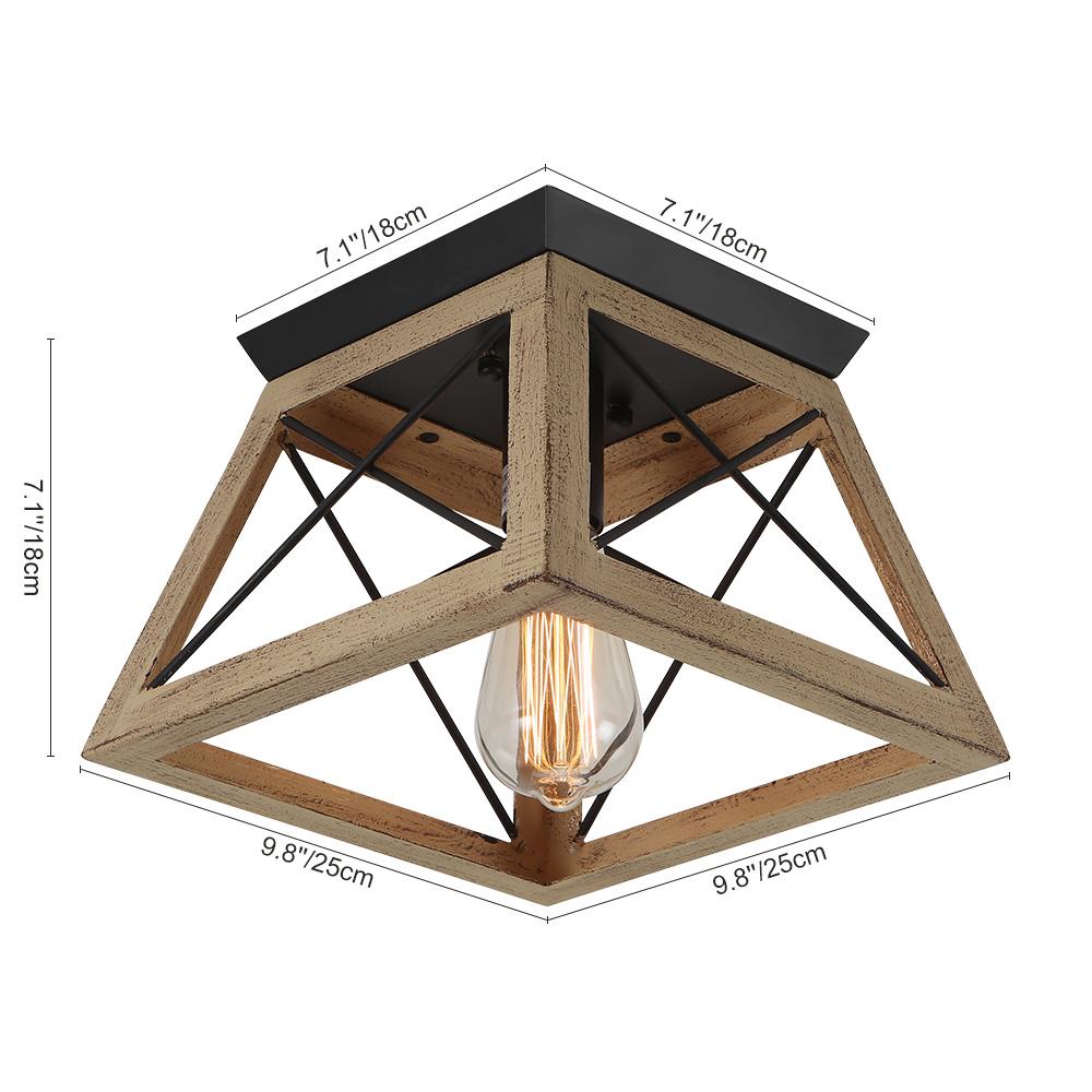 Farmhouse Square Cage Flush Mount Ceiling Light