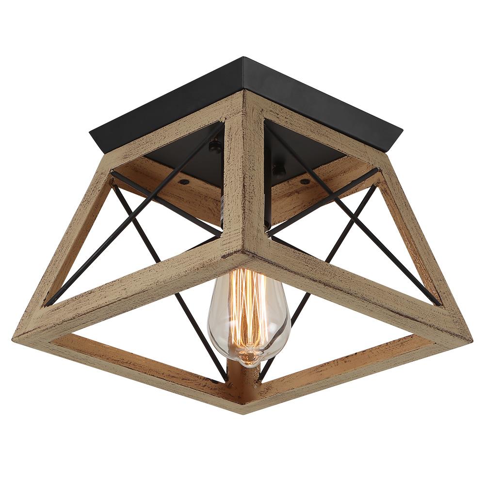 Farmhouse Square Cage Flush Mount Ceiling Light