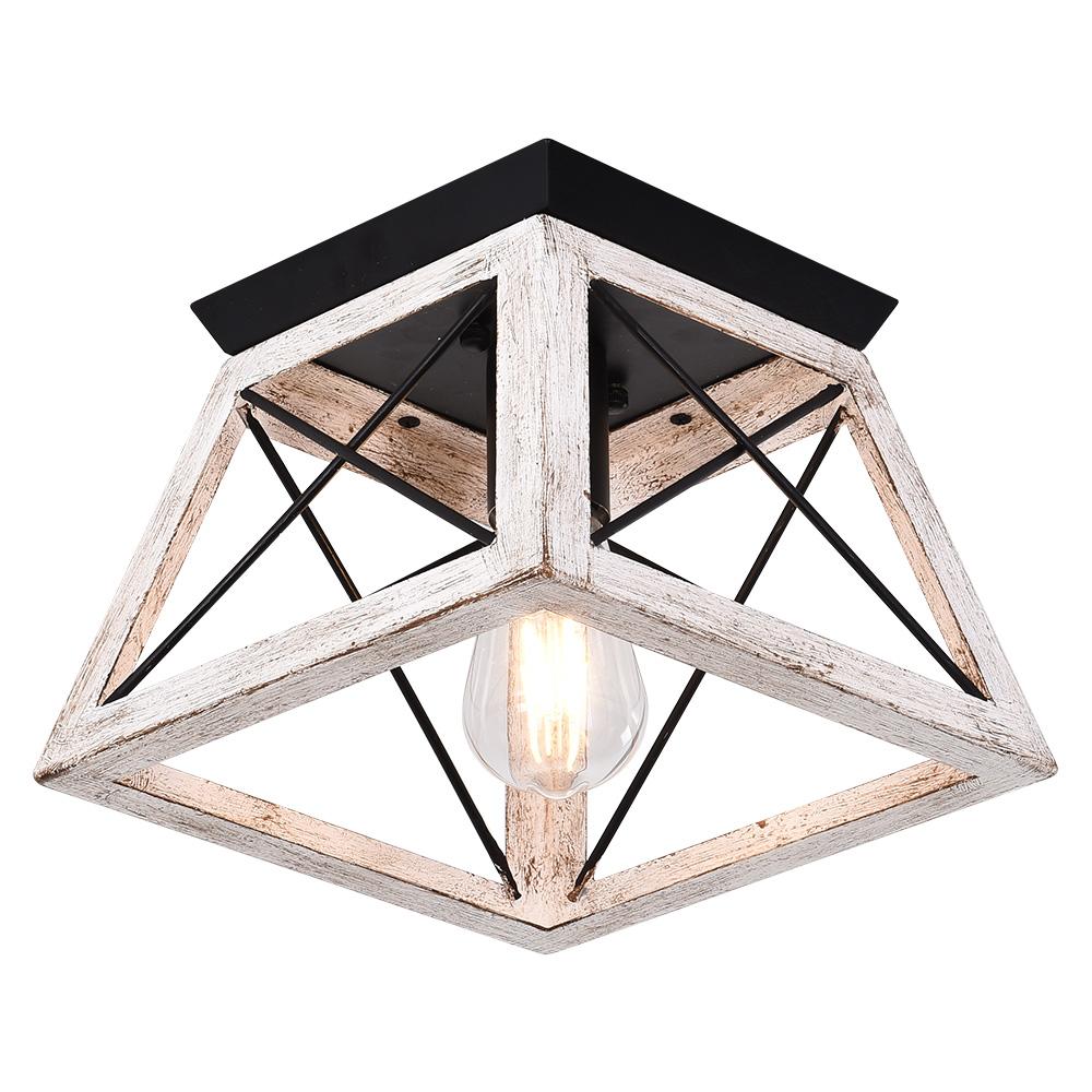 Farmhouse Square Cage Flush Mount Ceiling Light