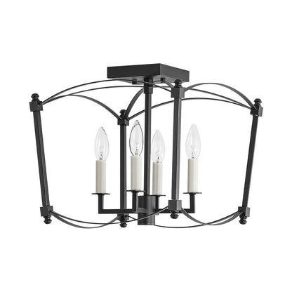 4-light French Antique Candle Style Lantern Semi Flush