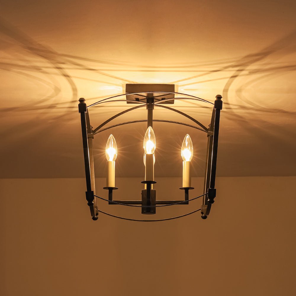 4-light French Antique Candle Style Lantern Semi Flush