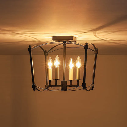 4-light French Antique Candle Style Lantern Semi Flush