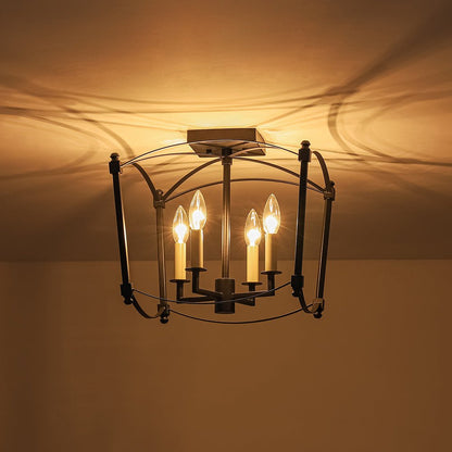 4-light French Antique Candle Style Lantern Semi Flush