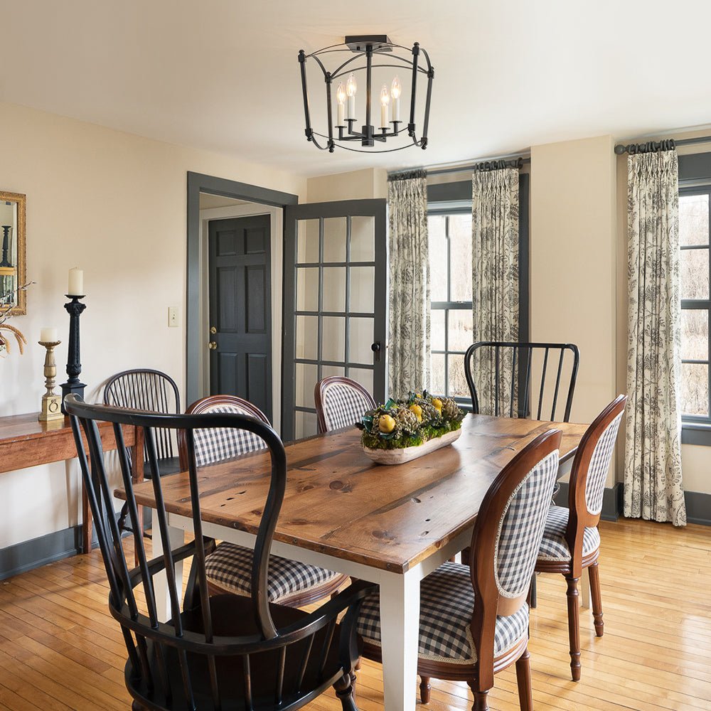 4-light French Antique Candle Style Lantern Semi Flush