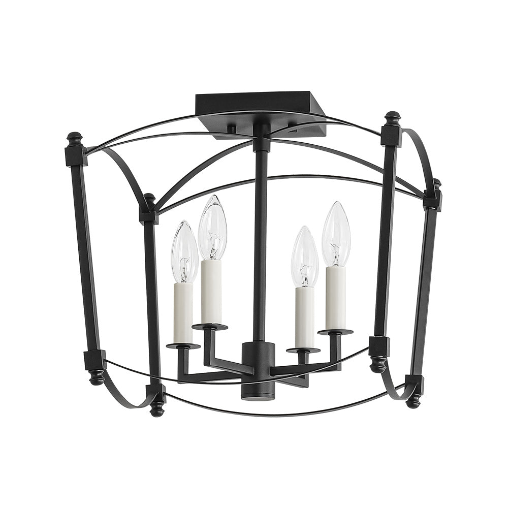 4-light French Antique Candle Style Lantern Semi Flush