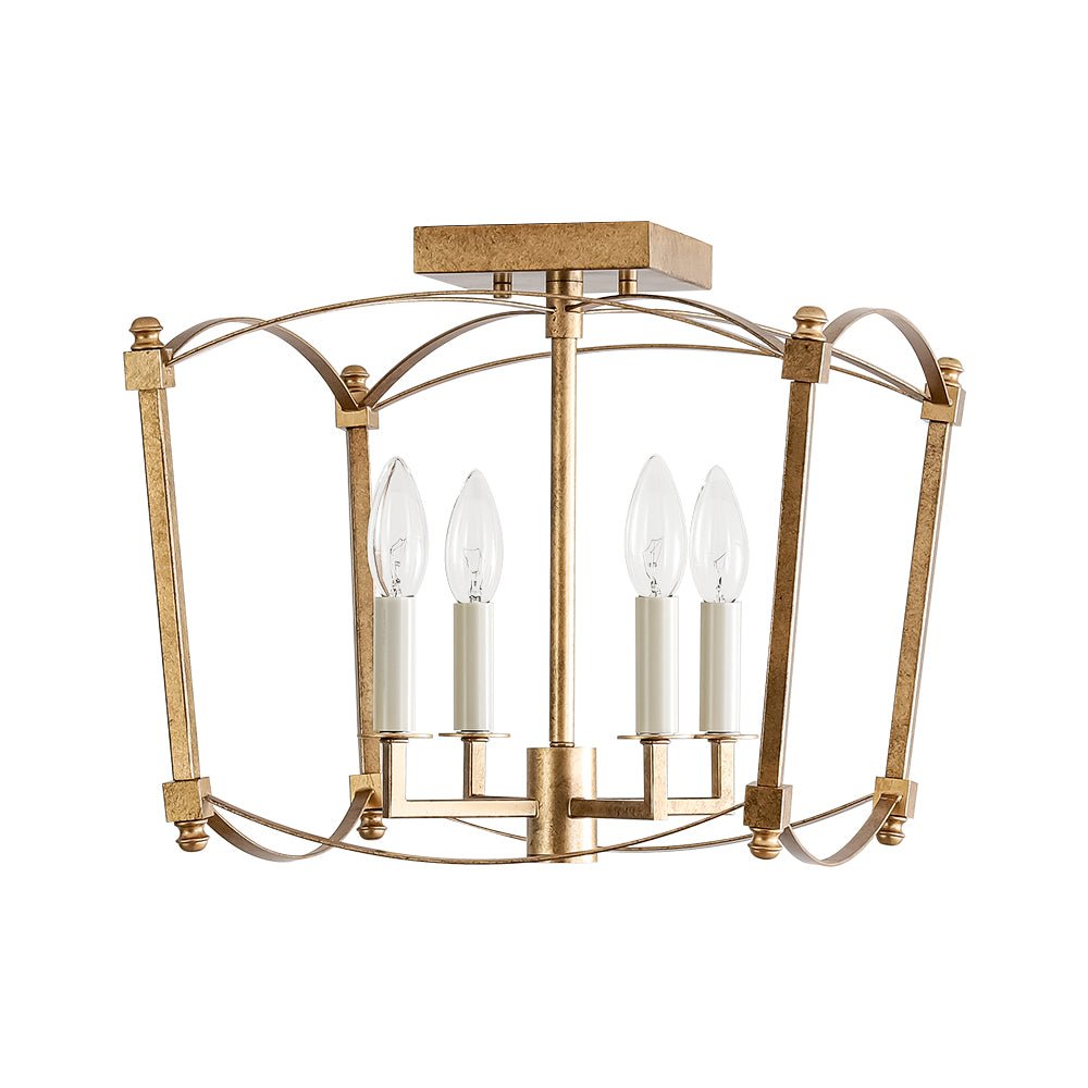 4-light French Antique Candle Style Lantern Semi Flush