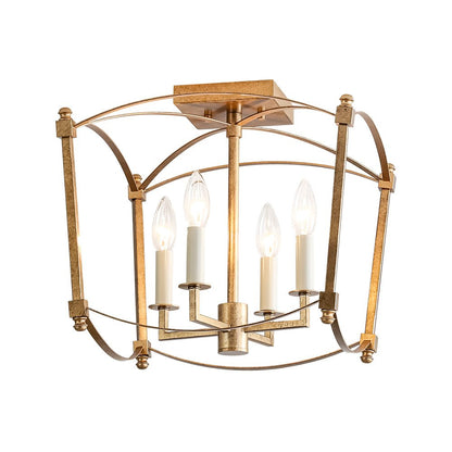 4-light French Antique Candle Style Lantern Semi Flush
