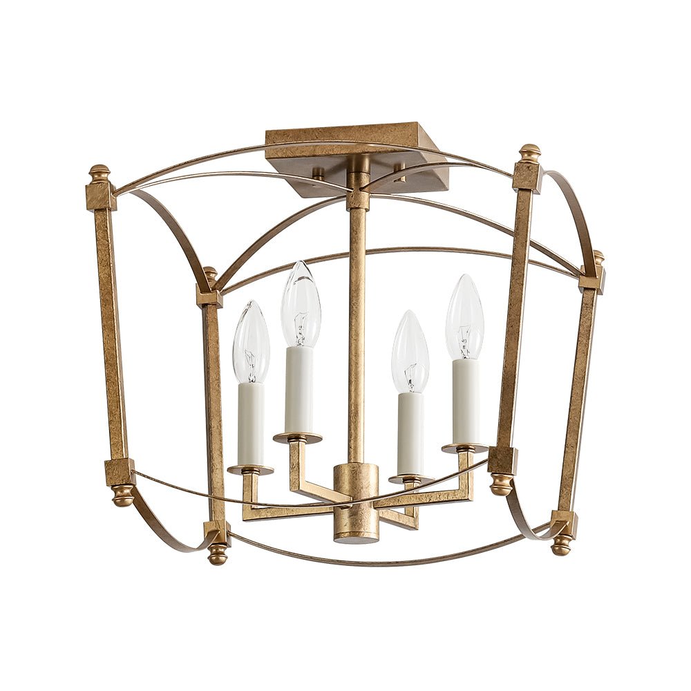 4-light French Antique Candle Style Lantern Semi Flush